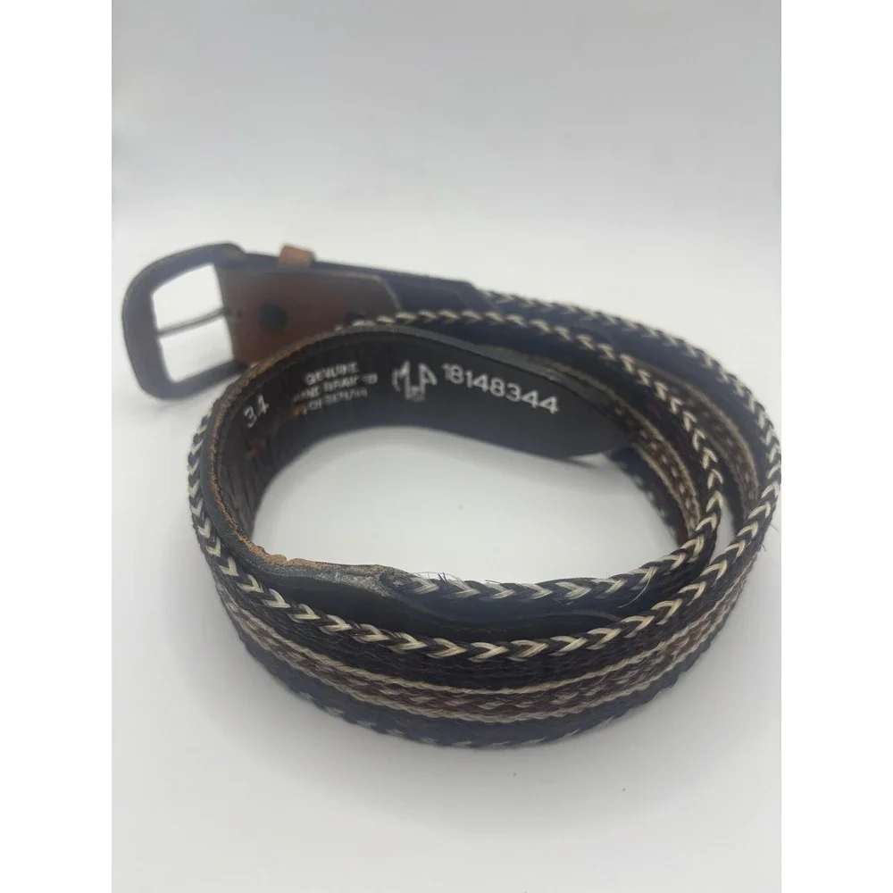 M&F Western Mens Brown Hand Braided Horsehair Leather Belt Size 34 18148344